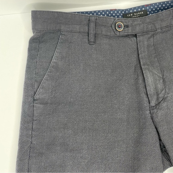 Ted Baker London Shorts Mens Size 30R Grey Navy Casual Flat Front Cotton Chino - Picture 2 of 10